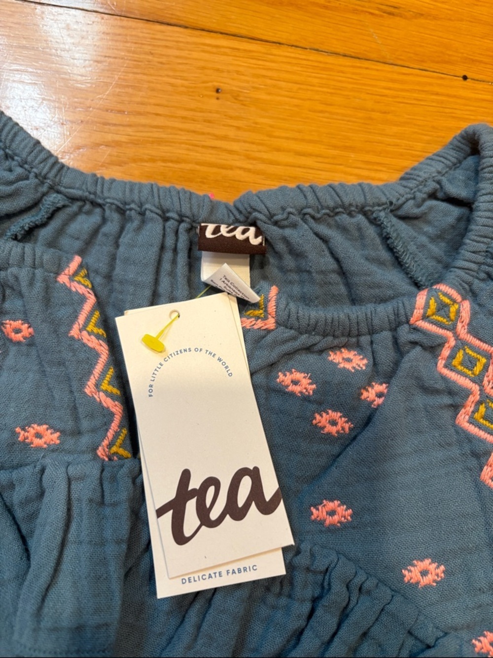 Tea Collection Blue Embroidered Ruffle Dress - Picture 2 of 4